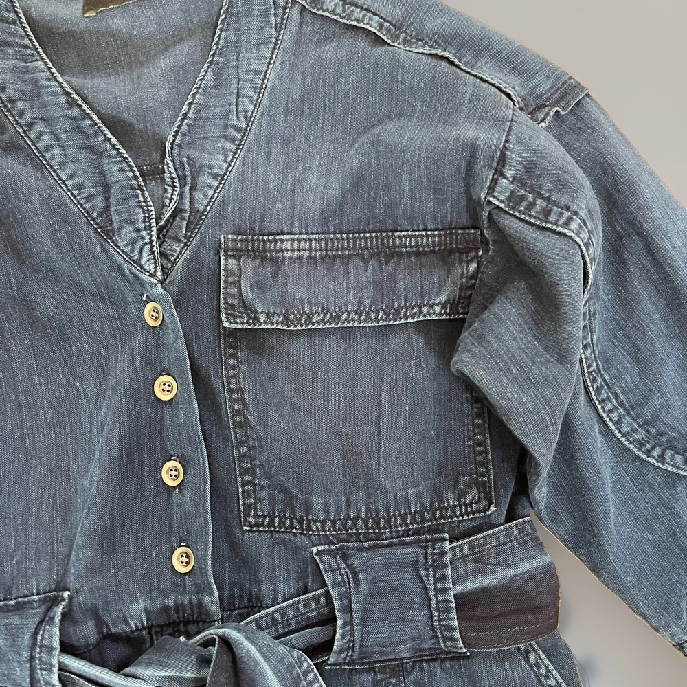 Rachel Comey Denim Jumpsuit Size 0 Womens Blue 3/4 Sleeve Utility Romper - Picture 4 of 16
